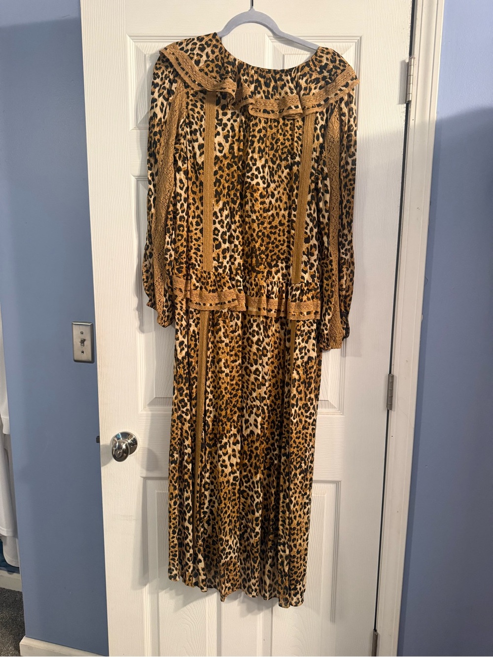 SPELL Leopard Print Ruffle Midi Dress - Brown - Picture 3 of 4